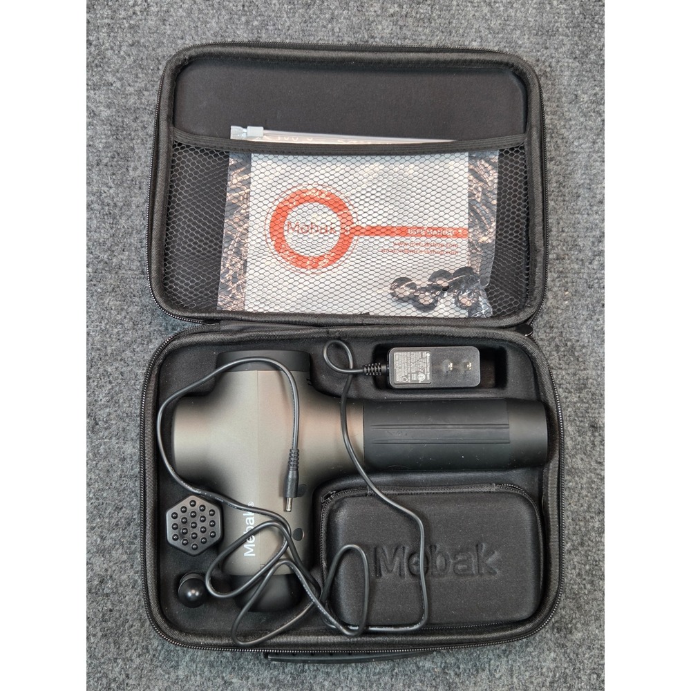 Mebak 3 Deep Tissue Percussion Massage Gun with Case and Attachments Grey